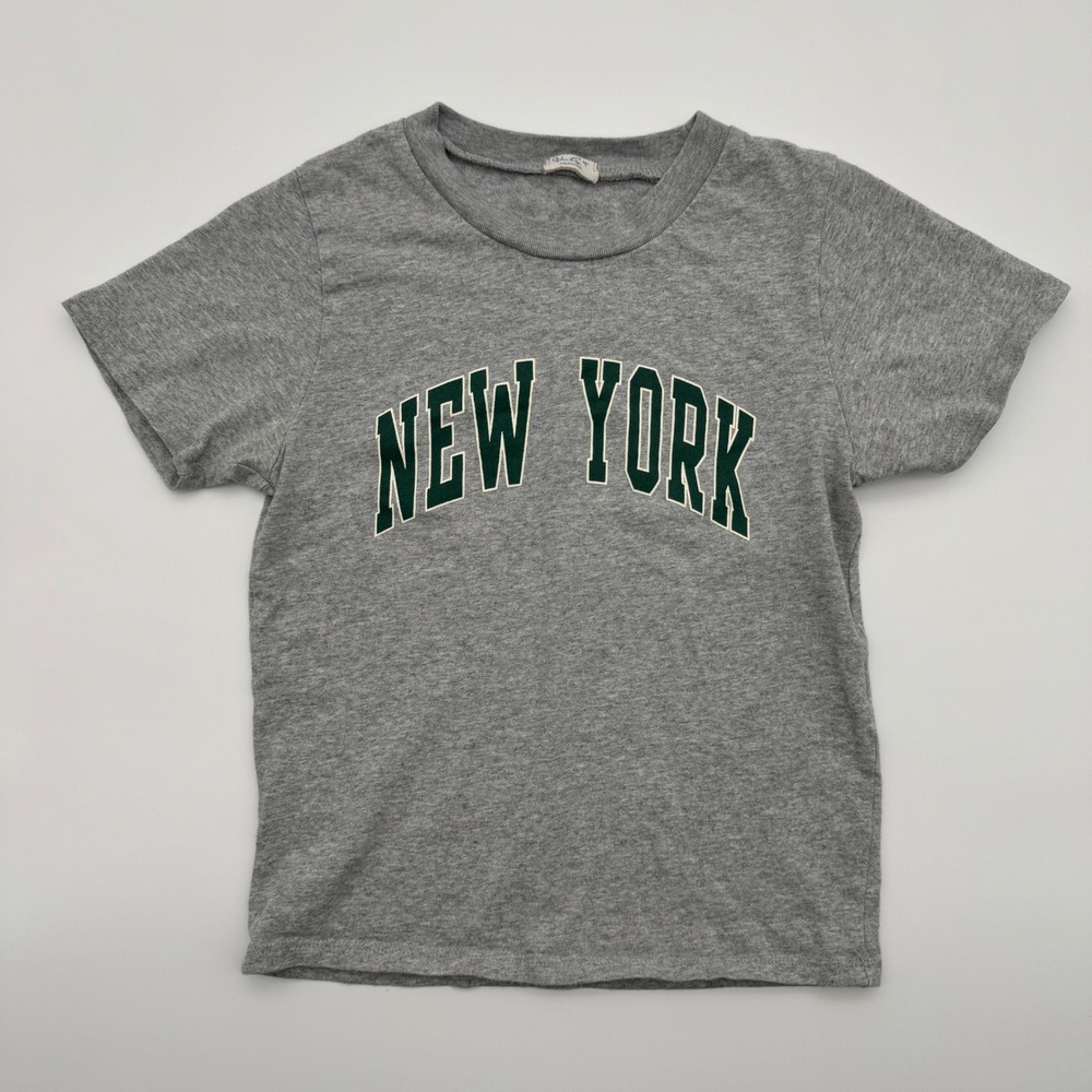 John Galt Brandy Melville New York Graphic T Grey Baby Tee Womens